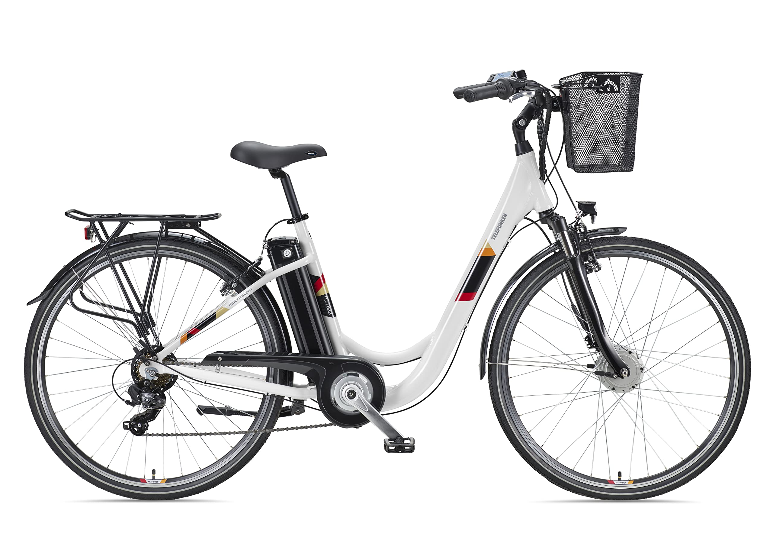 TELEFUNKEN City Elektrofahrrad für Damen und Herren E-Bike 28 Zoll | 536,5 Wh Akku | Pedelec mit 40 Nm Frontmotor | 7-Gang Shimano Kettenschaltung | Citybike mit Fahrradkorb & Fahrradschloss