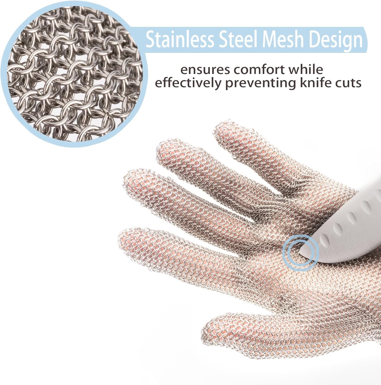 JZD Cut Resistant Gloves Good Grade - Level A9 Protection; Ambidextrous; Stainless Steel; Kitchen Work Protective Gloves