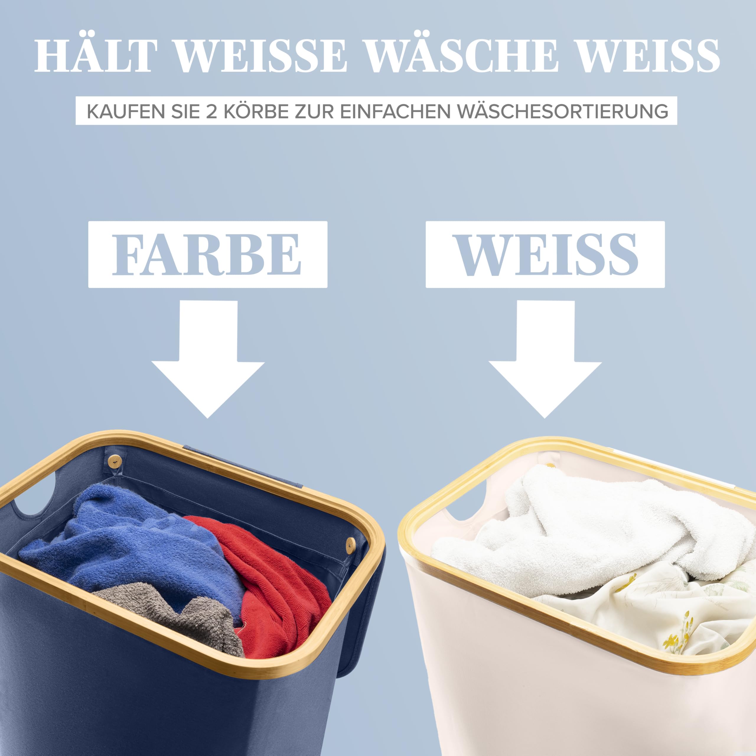LONBET Wäschekorb mit Deckel 100L Groß - Stilvoller Wäschesammler Atmungsaktiv mit Stabilem Bambus-Rahmen - inklusive Herausnehmbarem Wäschesack Waschbar - Laundry Baskets Wasserdicht | Beige