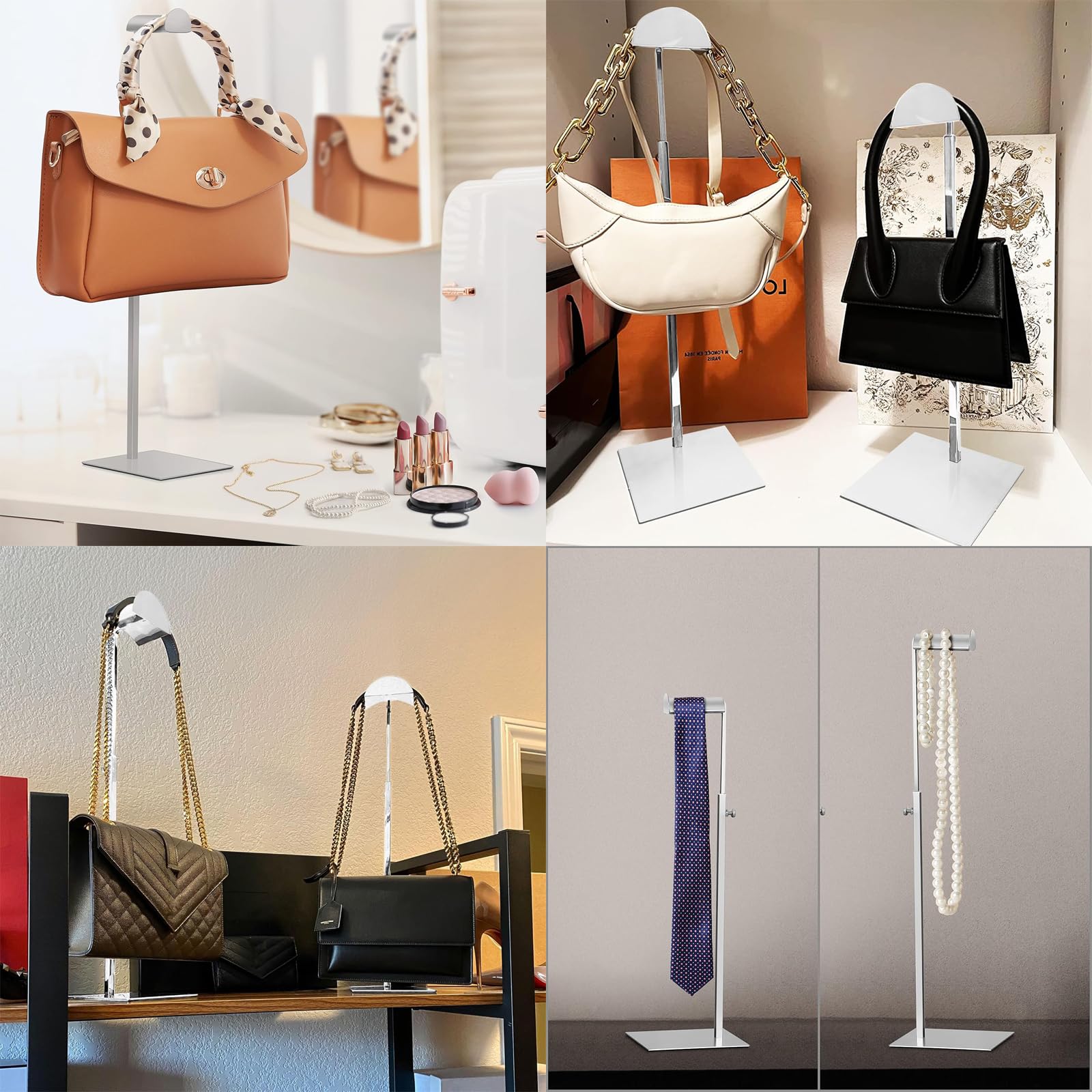 2 Pièces Présentoir à Sacs à Main en Métal, Hauteur Réglable Sac à Main Présentoir, Presentoir Sac a Main, Support pour Sacs à Main Réglable, pour Chapeau, Sac, Bijoux, Accessoires
