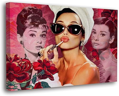 SpiritualHands Audrey Hepburn - Póster de pared enmarcado, arte de pared Haus and Hues, decoración de pared moderna estética, arte de pared de moda