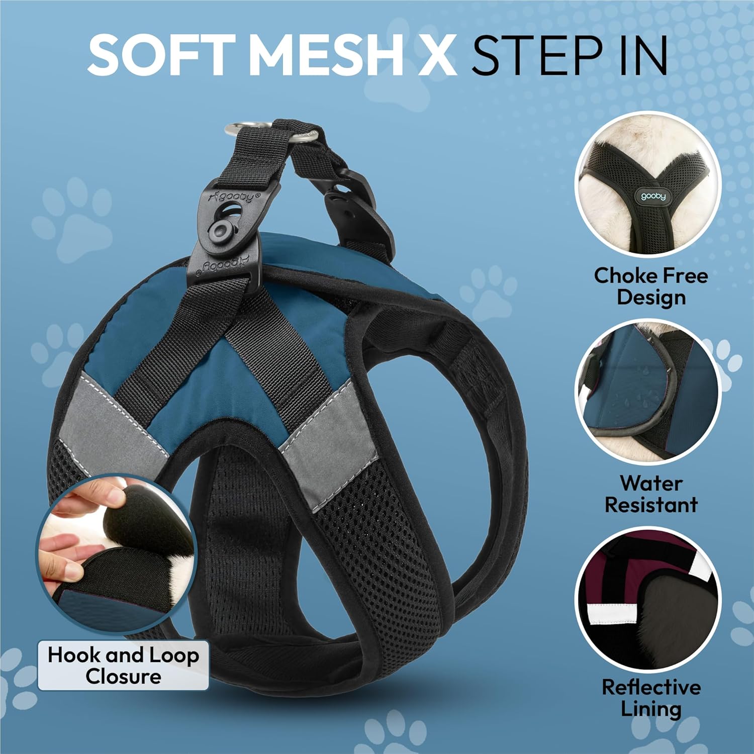 Gooby Soft Mesh X Step in, Blue, Large