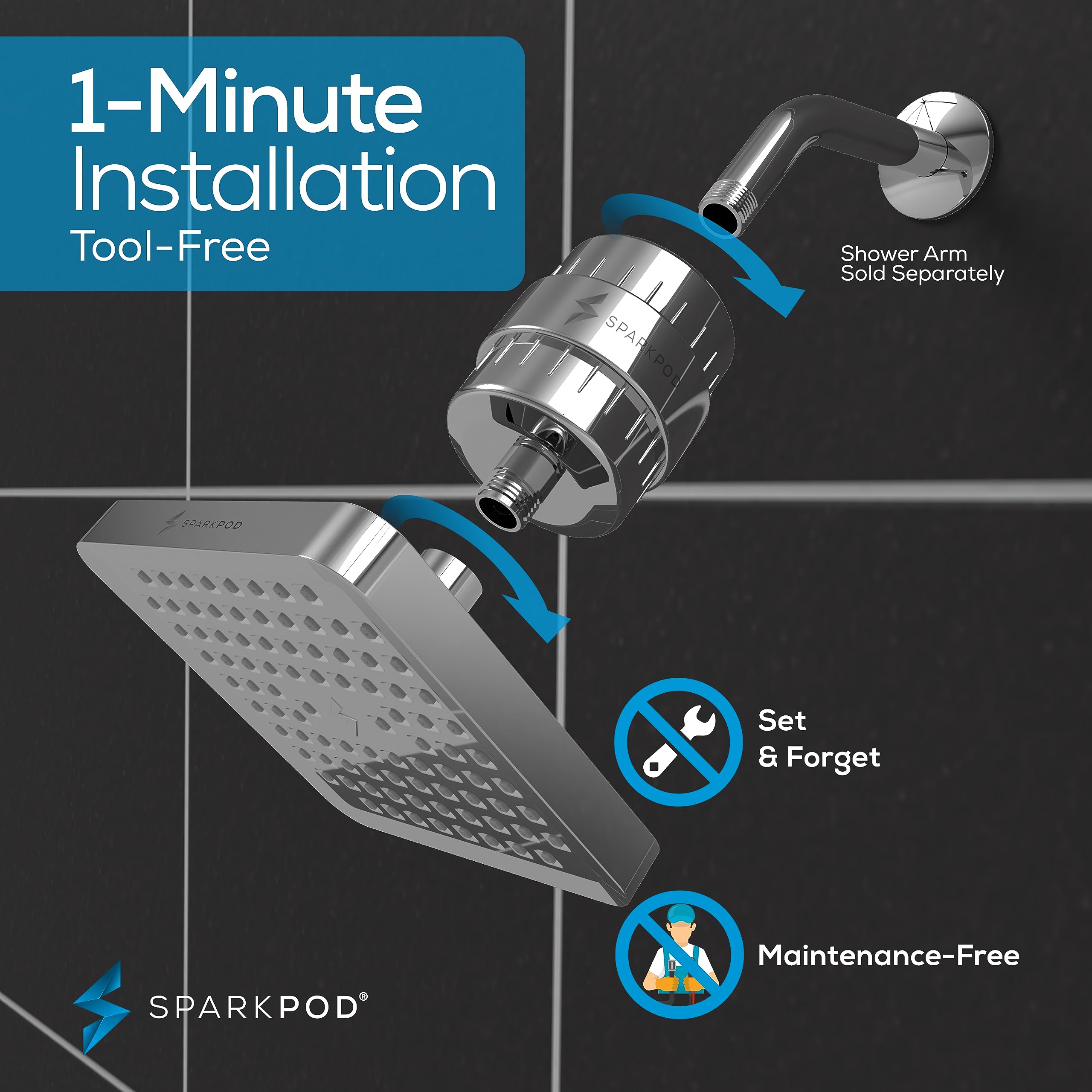 SparkPod Luxury Filtered Shower Head Set 23 Stage Shower