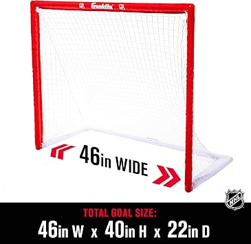 Franklin Sports Hockey Goal, Ball, and Stick Set - NHL | Driveway Fun for Beginners, Complete Starter Kit, Lightweight PVC Frame, Durable Pre-Fit Netting, For Junior Players