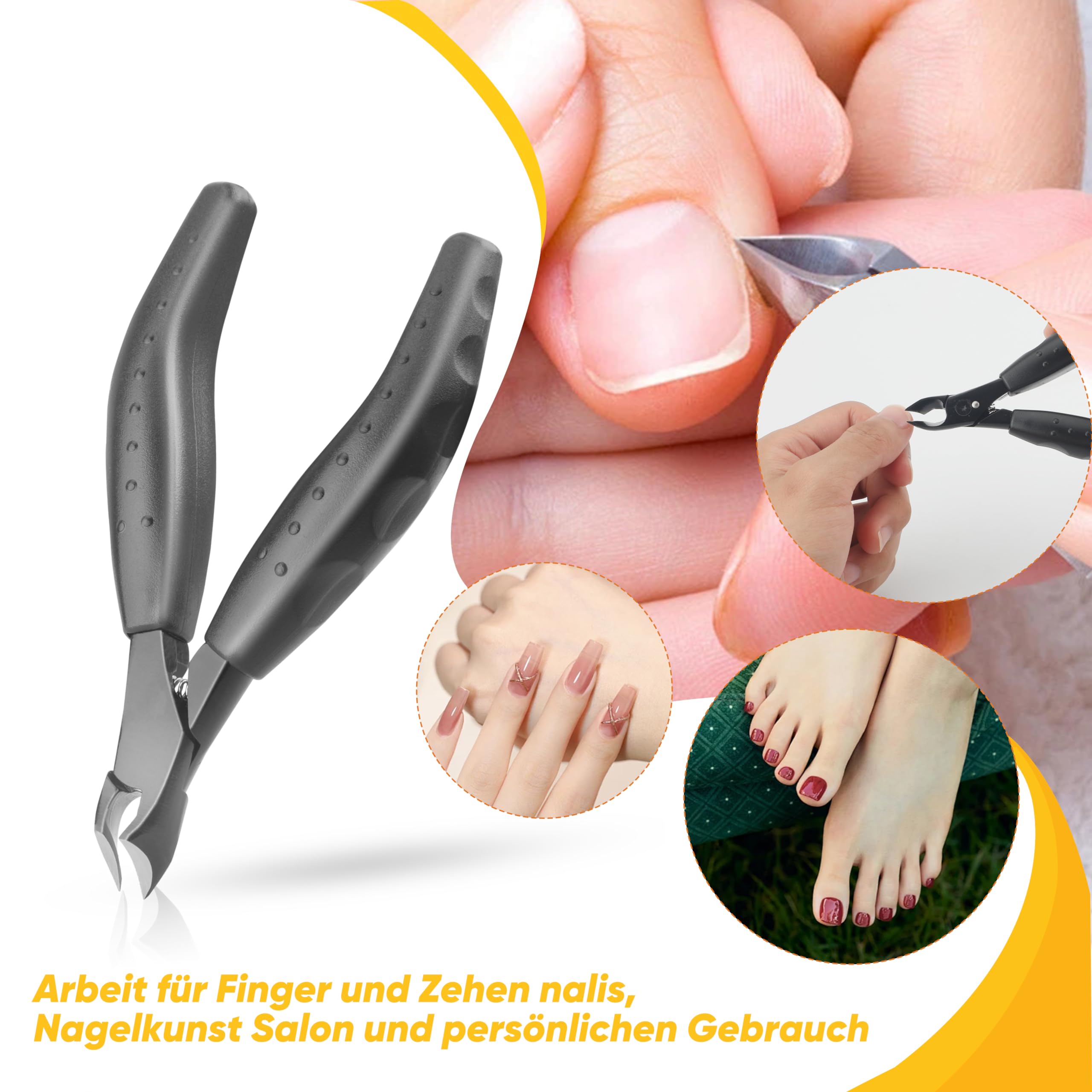 Nagelhautzange Aus Edelstahl – Schwarz, Mit Gummigriff, 5 Mm Schneide, Professionell Für Maniküre & Pediküre