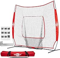 MONOJOY 7x7ft Adjustable Strike Zone Baseball Pitching Net with Carry Bag - Indoor/Outdoor Softball Batting Practice