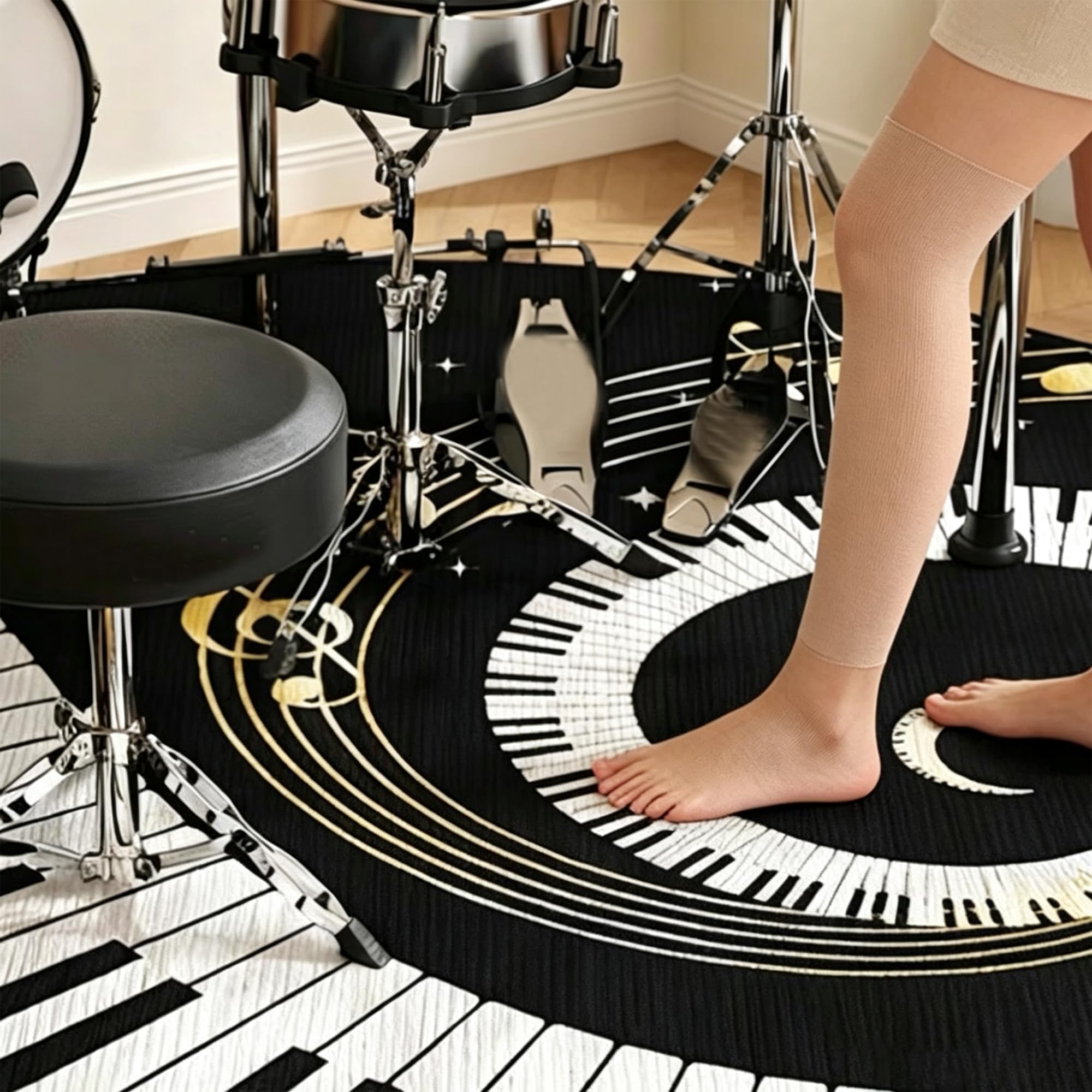 Tappeto a Tamburo Insonorizzante, Tappeto Batteria Elettronica, Tappetino Acustica per Batteria e Percussioni, Tappeti Antiscivolo per Batteria Elettroniche Rullante Acustica Grancassa 150 x 120 cm