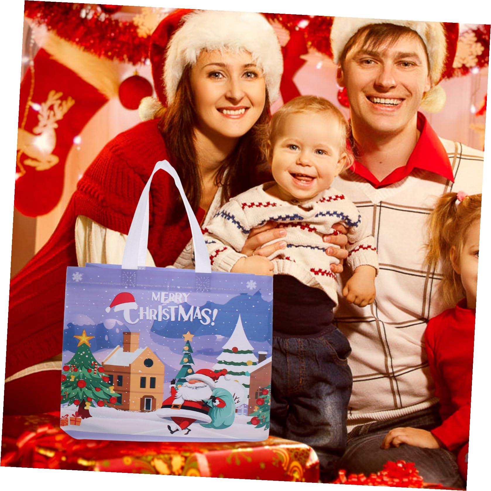 MAGICLULU 30 Bolsas Navideñas No Tejidas Reutilizables de Tela Spunbond, Plegables y Fáciles de Limpiar para Compras Diarias y Viajes Varios Estilos