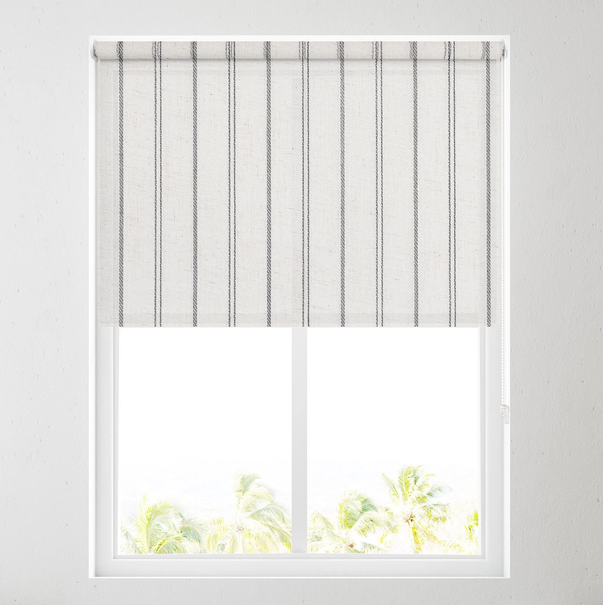 Barnes Blinds And Interiors Lola Black Barnes Blinds - Daylight Pattern Roller Blinds For Windows, Custom Cut To Size - Dimout Fabric Durable Fittings Easy Fit - Roller Blind Patterned (Lola Stripe Black 153Cm)