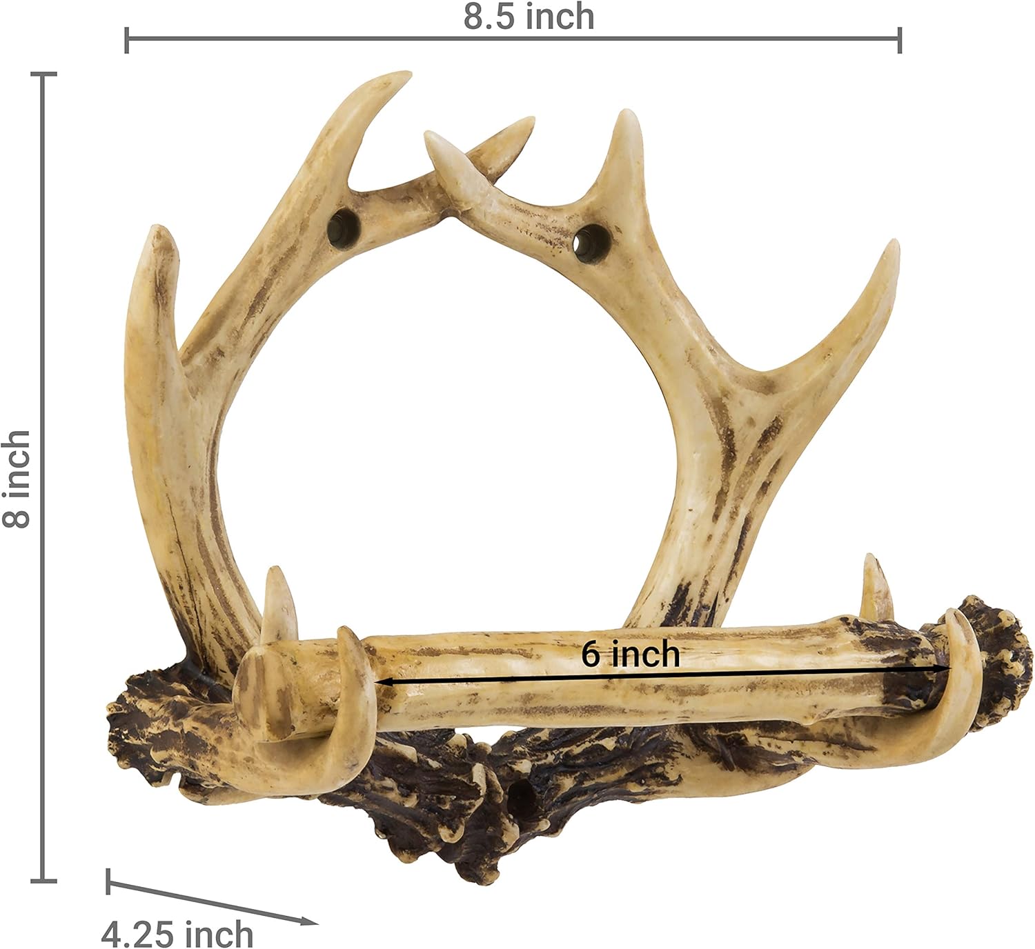 MyGift Wall Mounted Rustic Resin Single Toilet Paper Roll Holder with Deer Antler Shaped Design, Holds 1 Roll