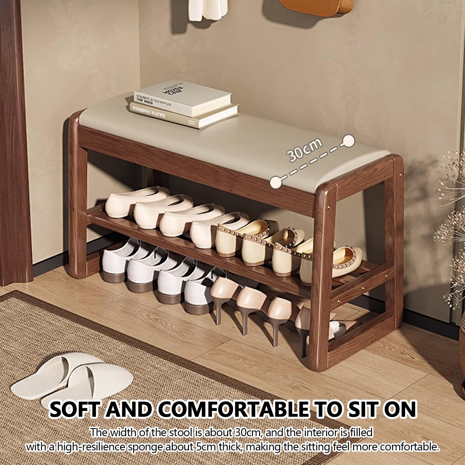 Flur schuhbank regal mit gepolstert sitzfläche, Wohnzimmer sitzbank schuhregal, Schlafzimmer polsterbank mit sitzfläche, modern Flure schuhbank mit schuhregal, Badezimmer sitzbank schuhregal.