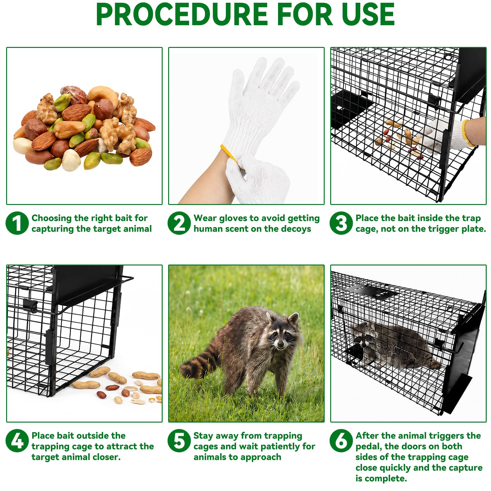Cage de Piégeage pour Animaux Thealyn, Double Porte, Métallique, Piège Humane, 84 x 33 x 28 cm