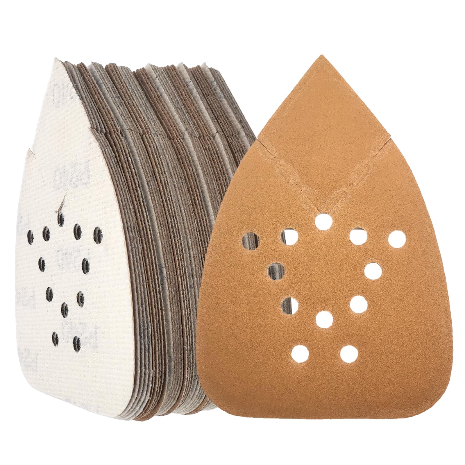 50PCS Mouse Sander Sandpaper Pads – Premium Hook & Loop 95x135mm (3.7"x5.3") for Black & Decker & 140mm Sanders| 12-Hole Dust Collection | Woodworking, Paint Stripp (240Grit)