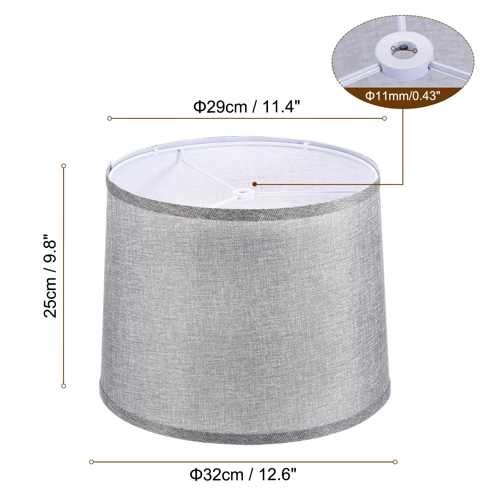 PATIKIL Drum Lampshade For Table Lamps, 11.4″ Top X 12.6″ Bottom X 9 8 High Floor Lamp Shade Easy Assembly Medium Linen Lampshade For Table Lamps Floor Lamp Bright Brown - View #9