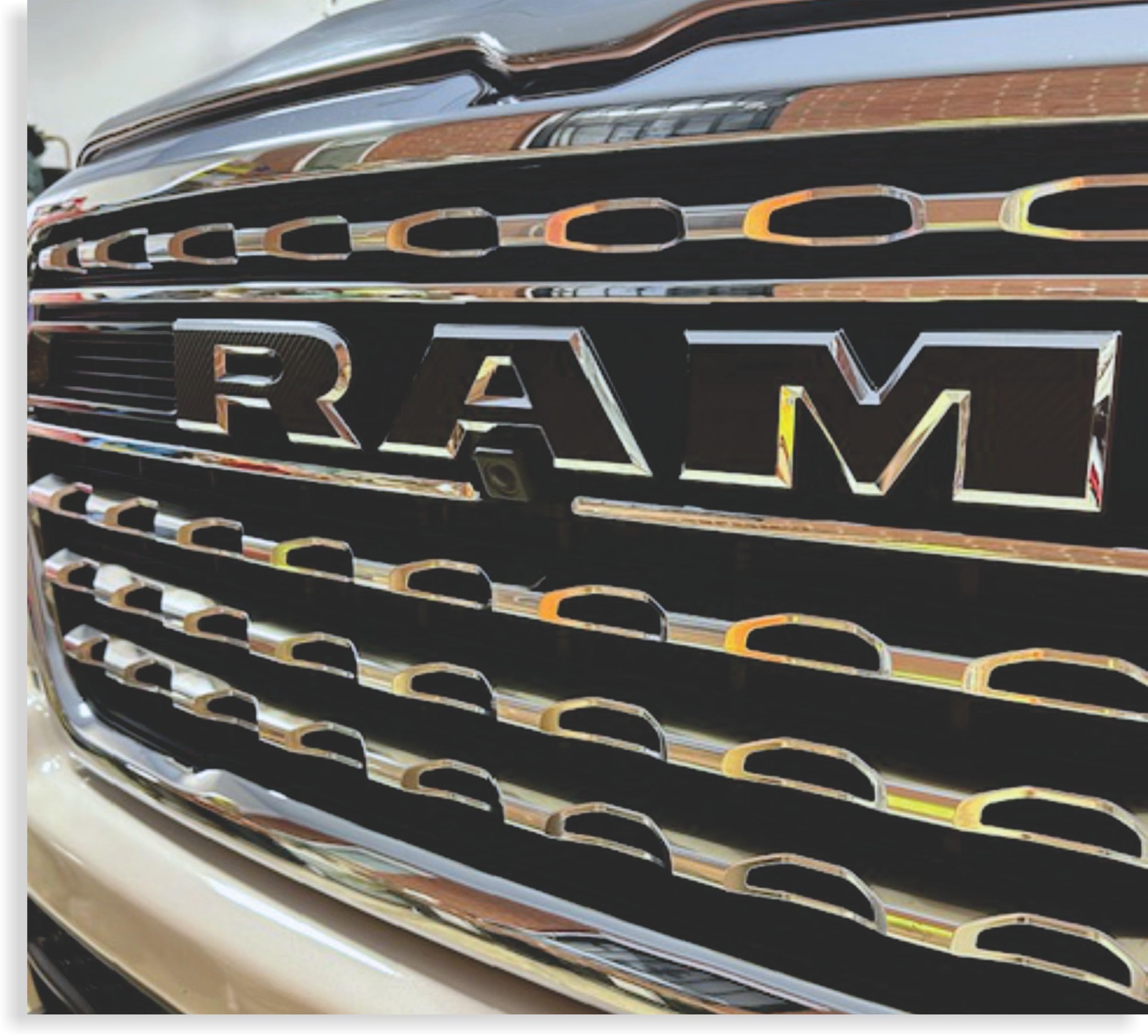 RAM Grille Emblem Overlay Decal Stickers 2025 Ram 1500 (Color: Carbon Fiber)