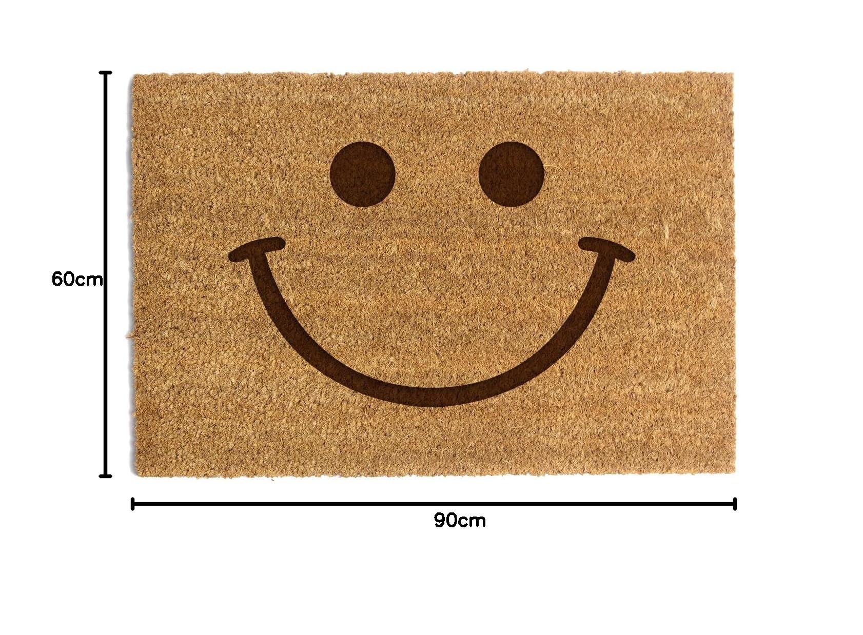 Happenings Felpudo de fibra de coco - Divertido felpudo gráfico de sonrisa - Como regalo - Felpudo para el hogar (60 x 90 cm)