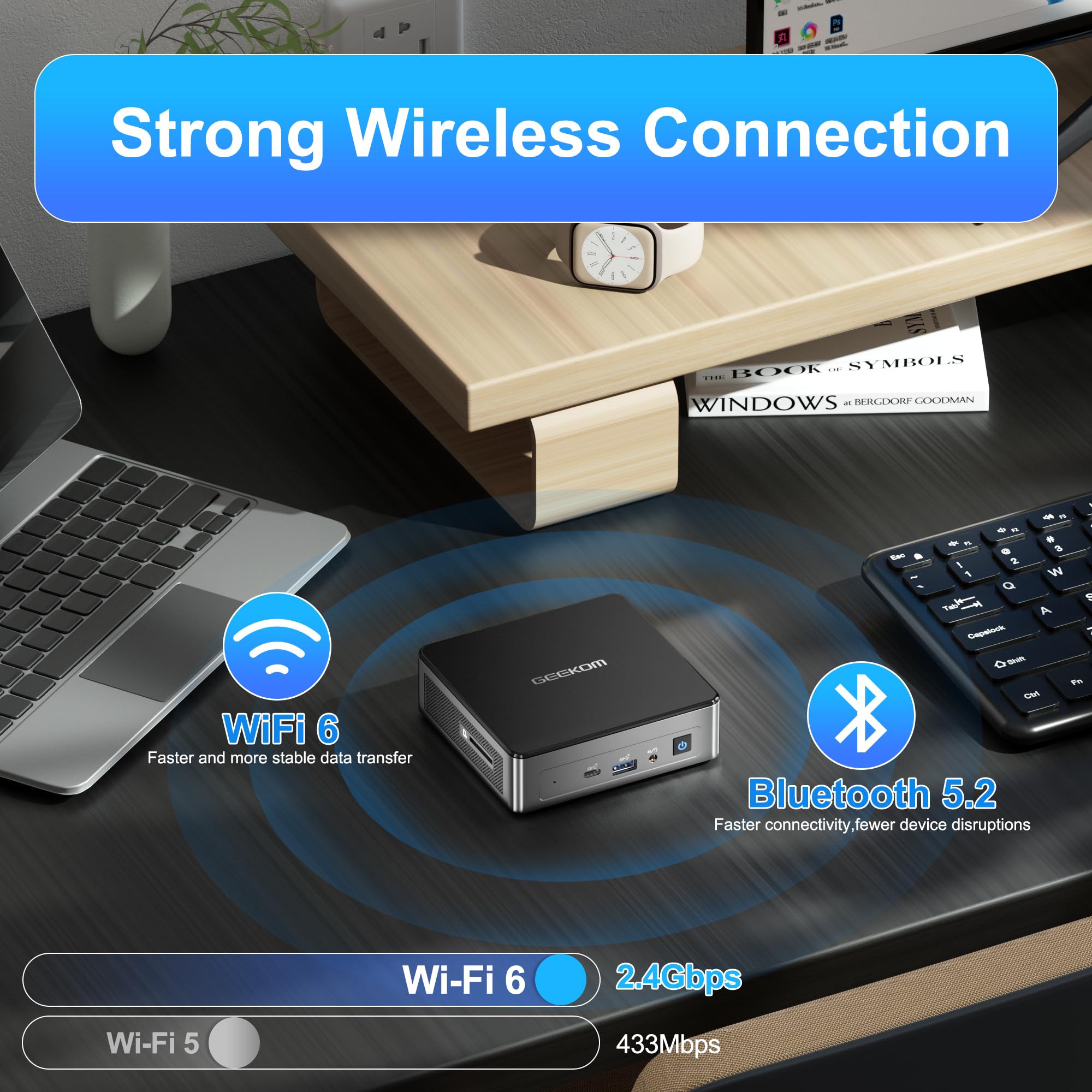 GEEKOM NUC Mini PC Mini Air12 Mini Computer N100 (solo 3,4 GHz), 16 Go DDR5 512G SSD Windows 11 Pro, supporto 4K UHD, WiFi 6, BT 5.2, HDMI, VESA