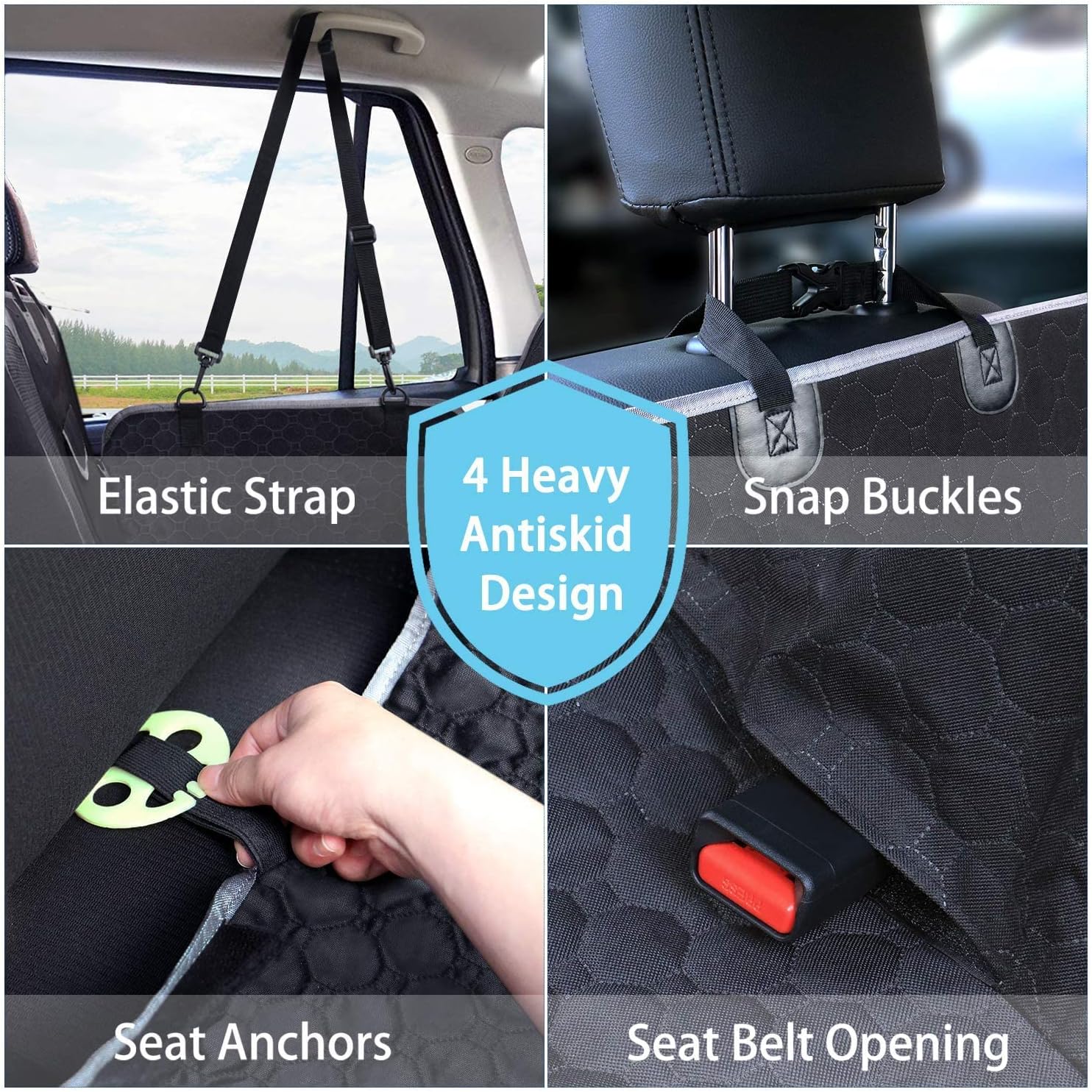 Mancro Dog Car Seat Cover for Back Seat, 100% Waterproof Nonslip Car Seat Covers for Dogs with Side Flaps, Scratchproof Dog Hammock for Car, Durable Pet Backseat Cover Protector for Trucks SUVs : Everything Else