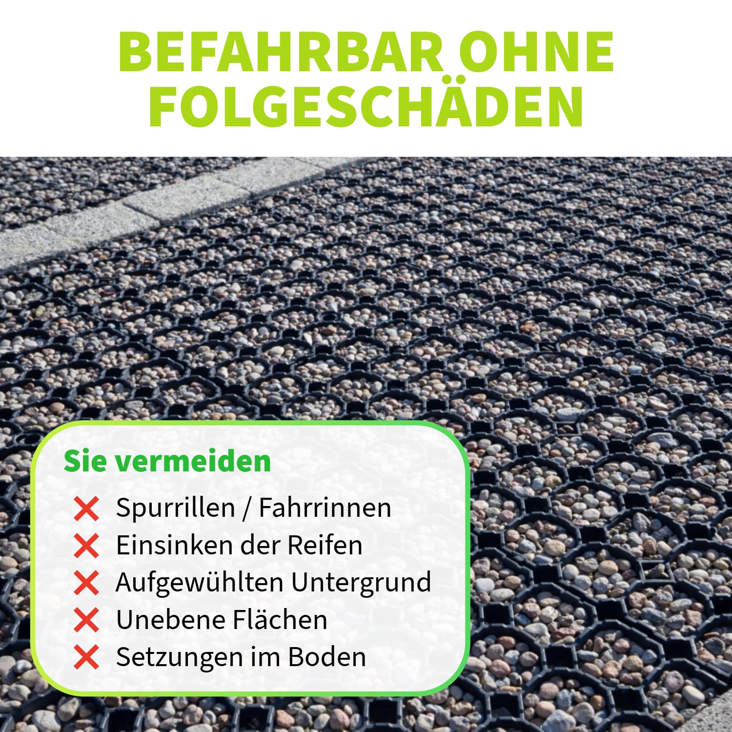 Active Soul – 10x Rasengitter Kunststoff – befahrbare Rasengitterplatten – schwarz – Bodenwaben – 60x40cm – Rasenschutzgitter – Kiesgitter (10)