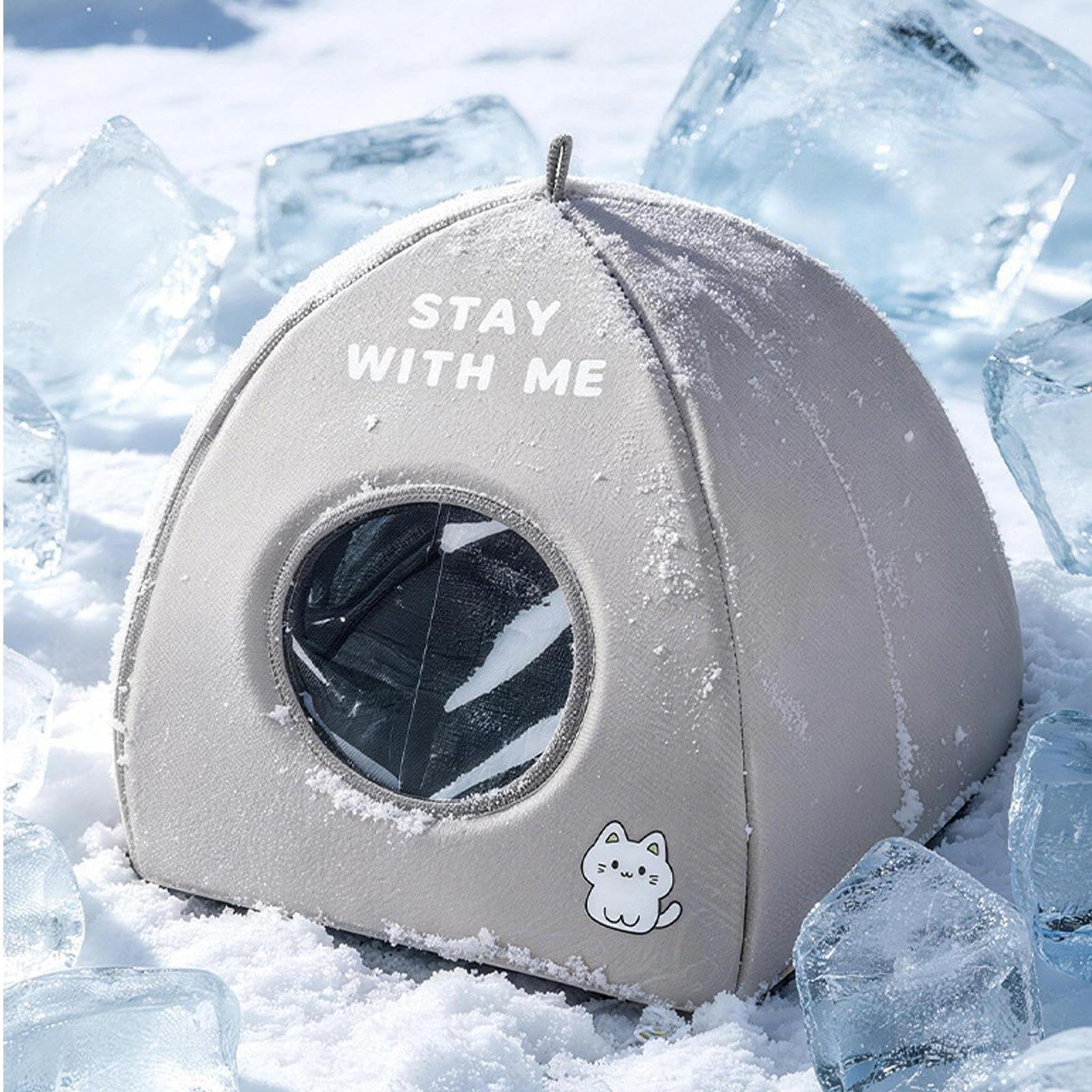 Cooling Cat House, Cool Kitten Shelter with Insulated Foil Lining Cooling Dog House Outdoor Portable Style, for Apartment Home Office Bedroom Living Room Study Patio Daily Comfort Use
