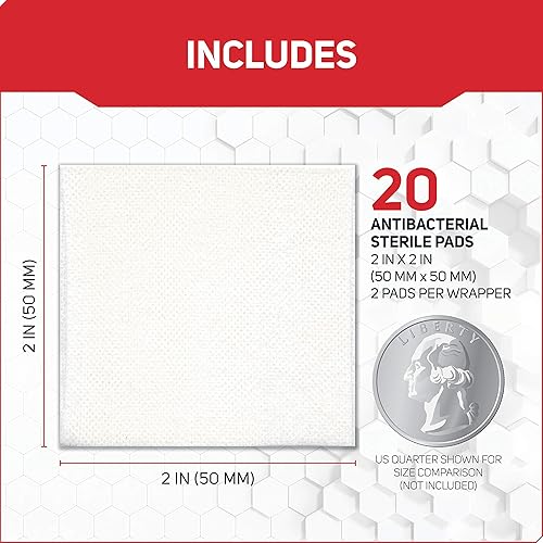 Miniatura 5 de Care Science Almohadillas de gasa estériles, 20 unidades, 2 x 2  para limpiar o cubrir heridas como vendaje de heridas, ayuda a prevenir infecciones