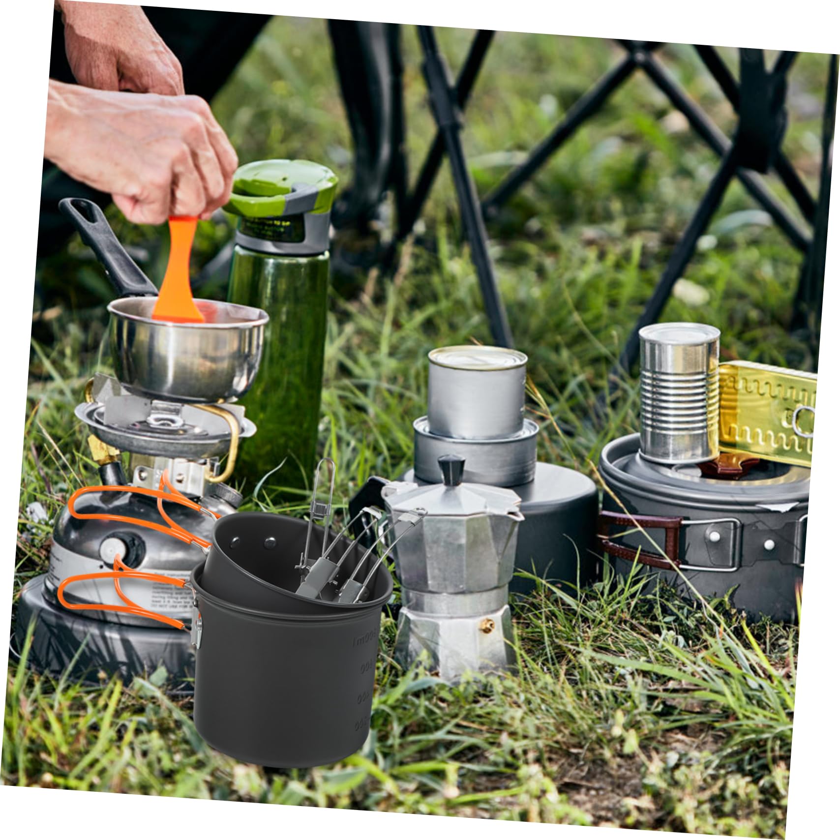 ibasenice 1 Ensemble Casseroles de Camping Kit Ustensiles de Cuisine Portable pour Pique Randonnée et Barbecue Parfait pour Activités Plein Air