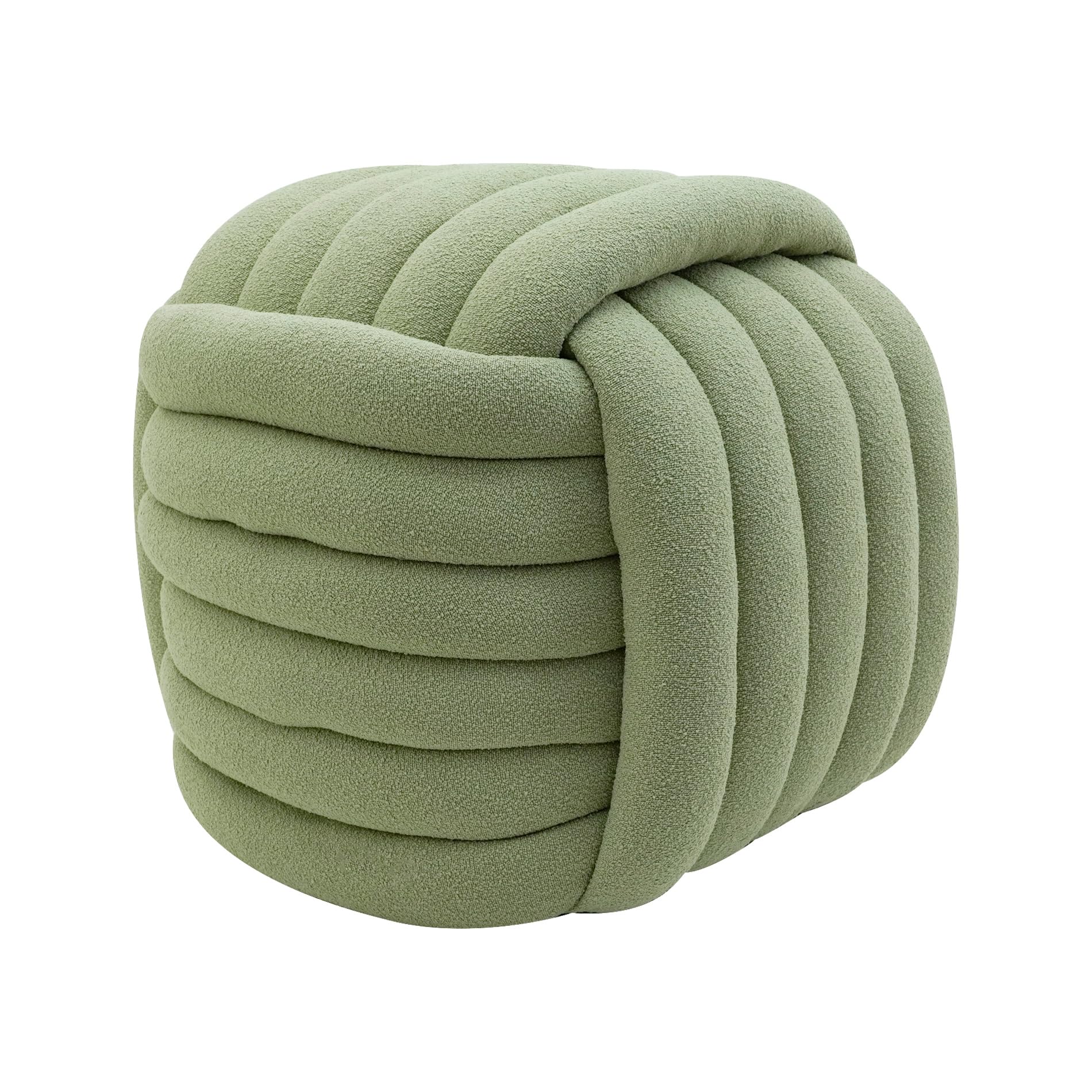 Rebecca Mobili Pouf Moderno, Pouf a Gomitolo, Verde, Tessuto Poliestere MDF, Design Originale, Poggiapiedi, per Salotto - Misure HxLxP: 45 x 50 x 50 cm - Art. RE7051