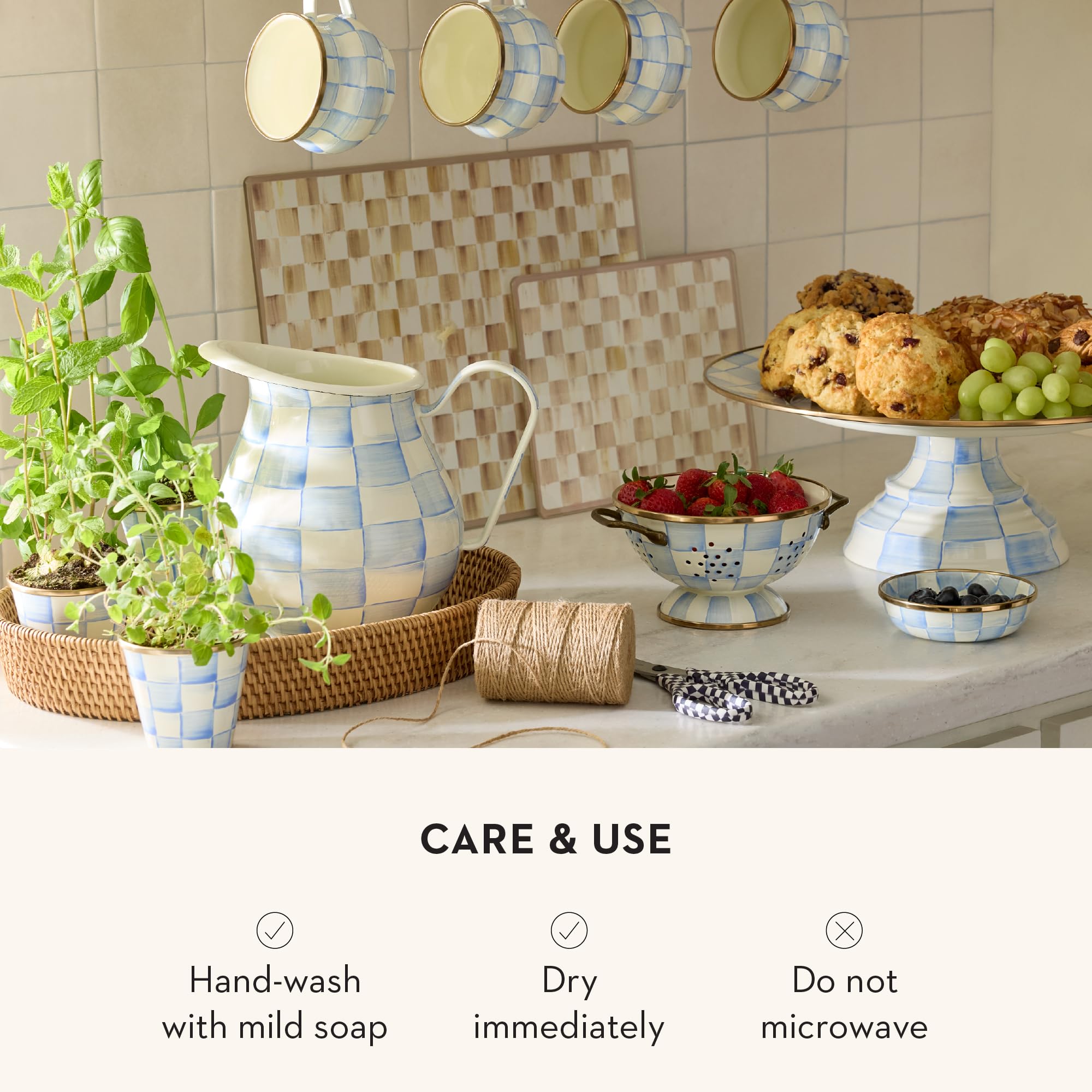 Amazon.com: MACKENZIE-CHILDS Enamel Colander, Small, Light-Blue