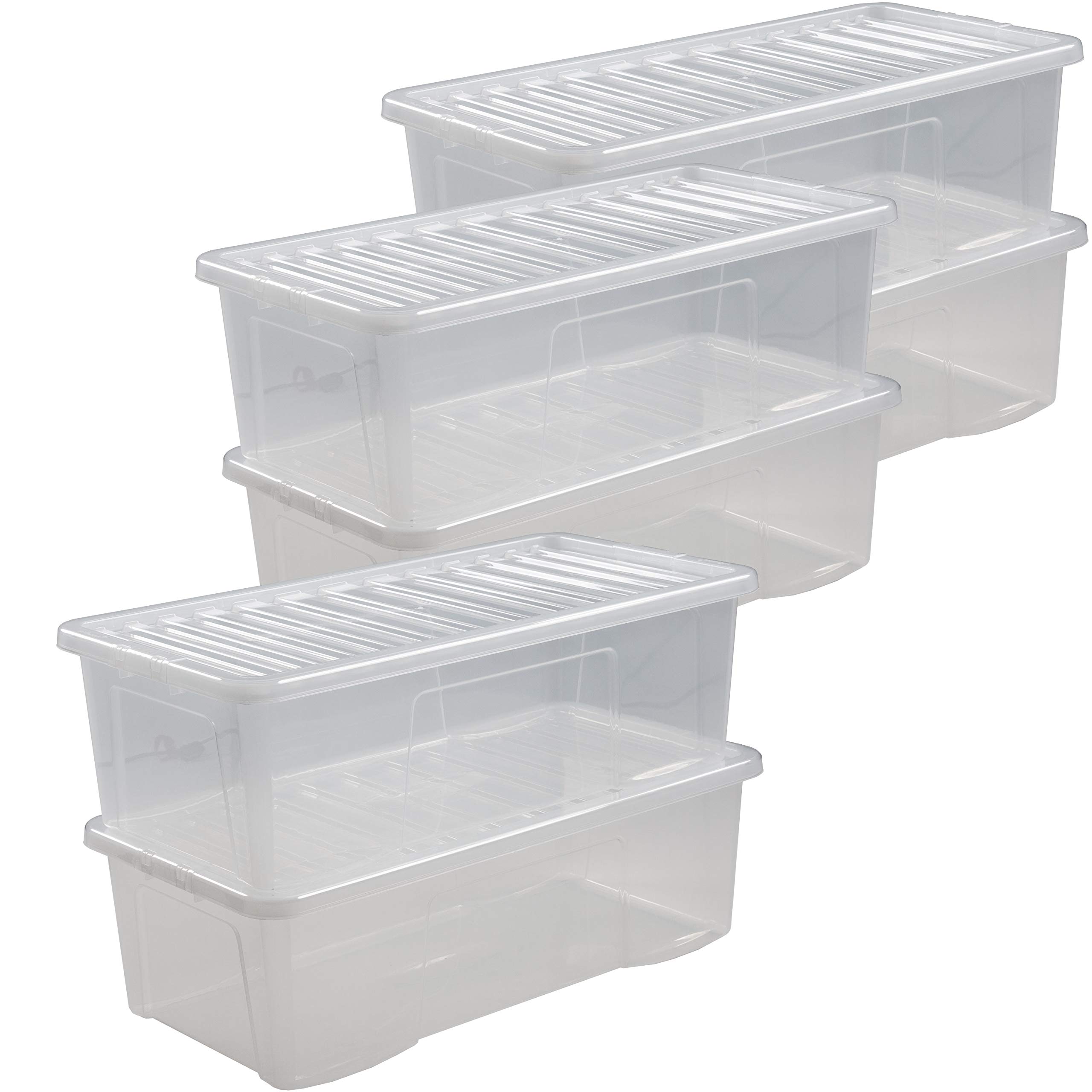 6 cajas almacenaje tapa 62L 80x40x25cm alimentos transparentes apilables