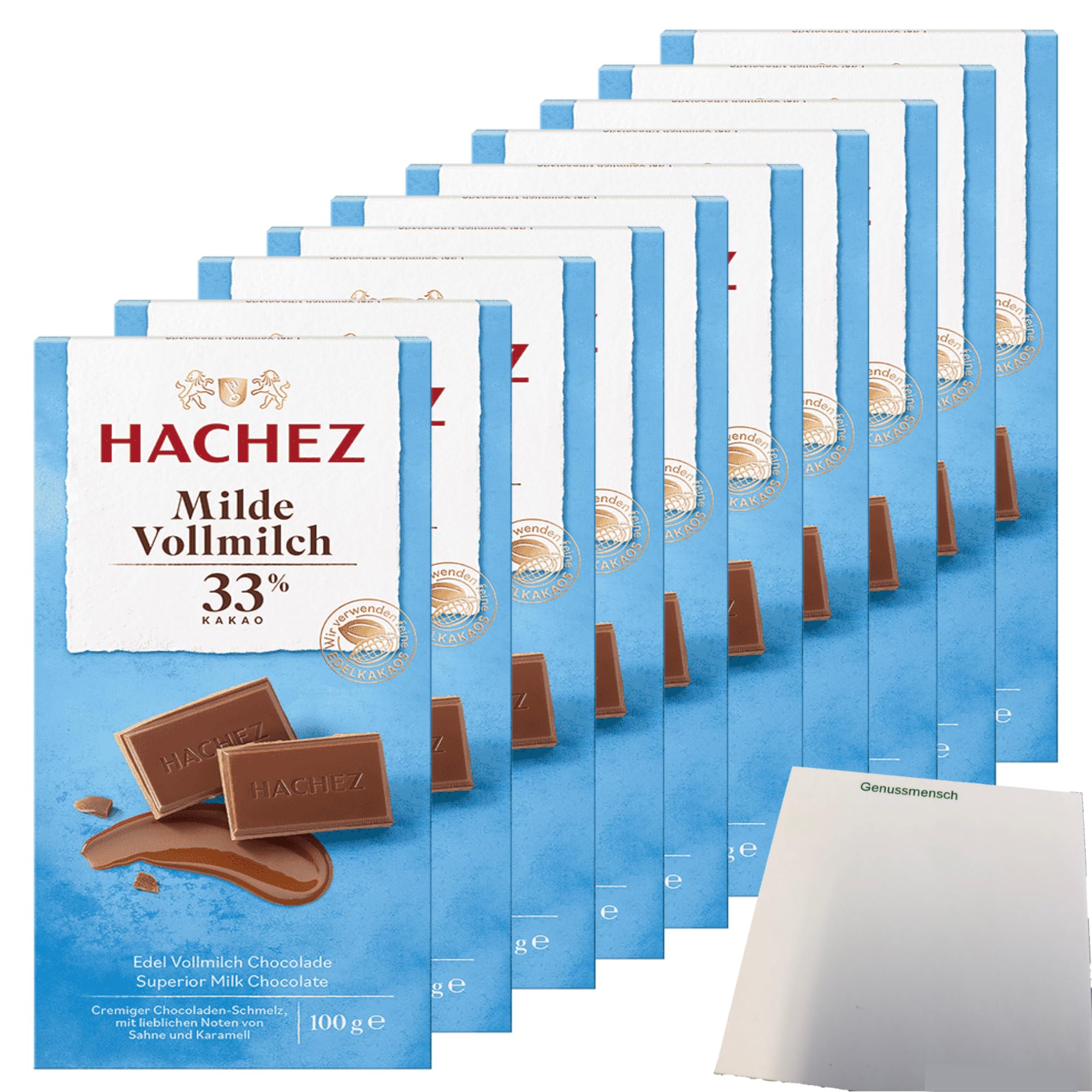 usy Bundle für Hachez Milde Vollmilch Schokolade 33% VPE (10x100g Tafel) + usy Block