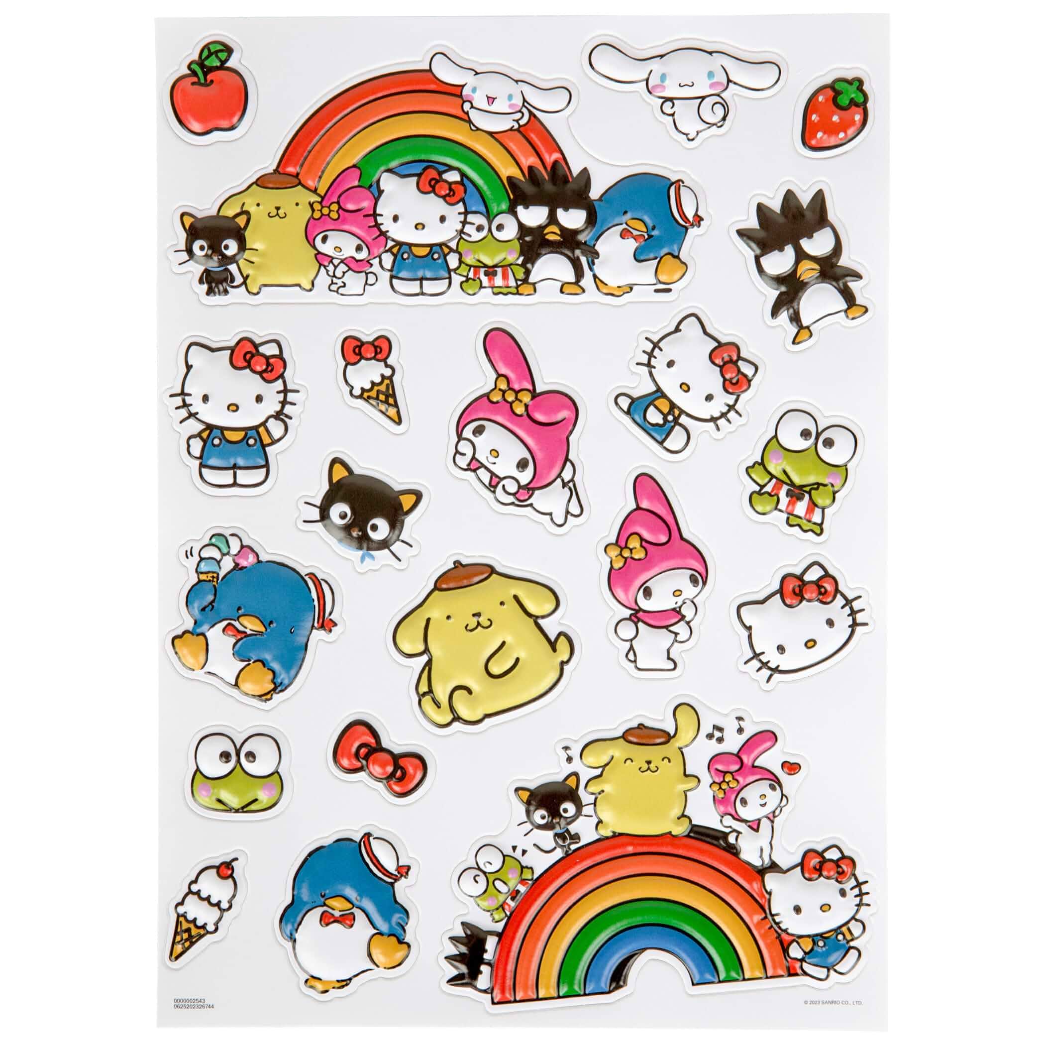 Hello Kitty and Friends Sanrio Raised Sticker Sheet Cartoon