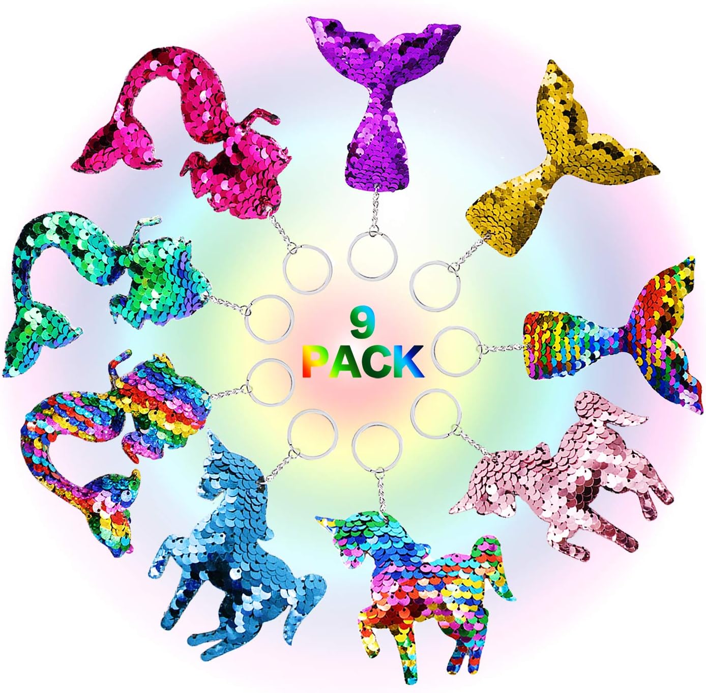 Amazon.com: Flip Sequin Keychains, Ginfonr 9PCS Reversible Sequin ...