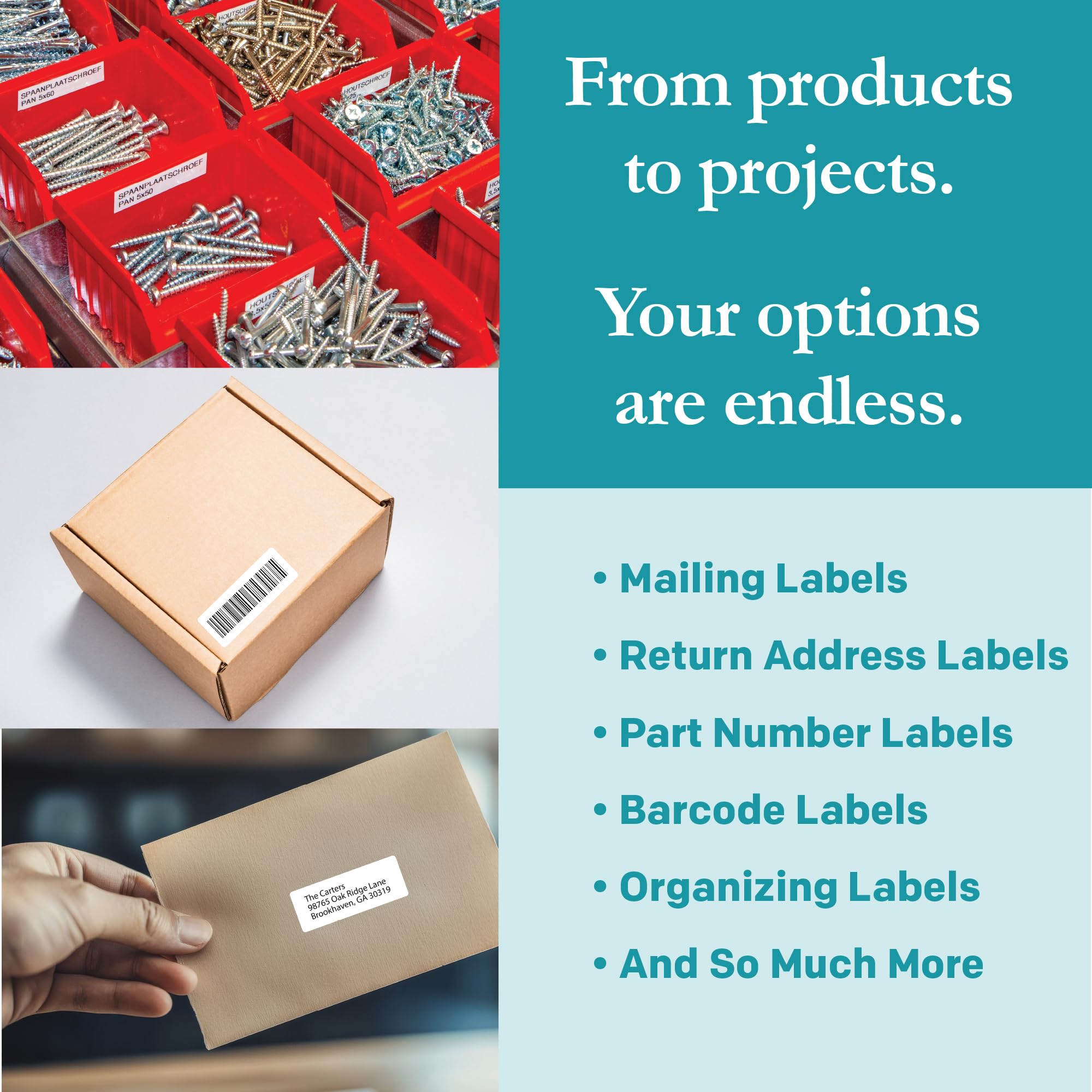 Premium Label Supply Etichette adesive bianche per indirizzi di ritorno, 1-3/4" x 2/3", compatibili con stampanti laser/inkjet, (60 etichette/foglio), 100 fogli, 6.000 etichette adesive totali
