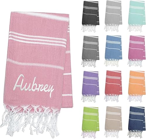 Toallas de playa de algodón personalizadas con borlas para adultos, de gran tamaño, 39 x 70 pulgadas, toalla de playa turca con nombre bordado,
