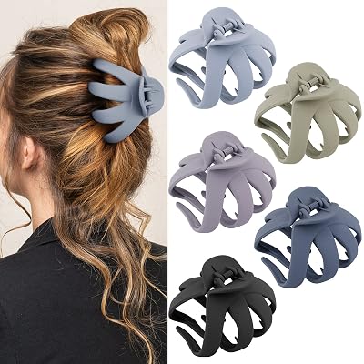 ATODEN Jumbo Hair Claws for Thick Hair - 5 Pcs Giant Clips, Extra Large Hair Accessories for Women