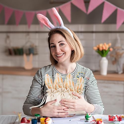 Miniatura 5 de Cheerland Bolsas de regalo de decoración de cumpleaños de conejo, recuerdo de fiesta de Pascua, reutilizable, arpillera, conejo, bolsa de golosinas