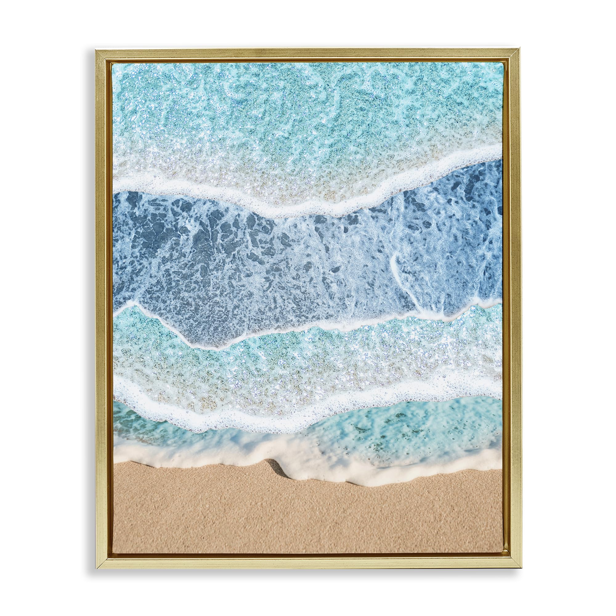 Stupell Industries Overlapping Shoreline Waves 'Overlapping Shore Waves', Floating Frame Canvas Art, Gold, 25 X 31 Inches, Easy To Hang And Sturdy, Made In Usa, By Jesse Keith