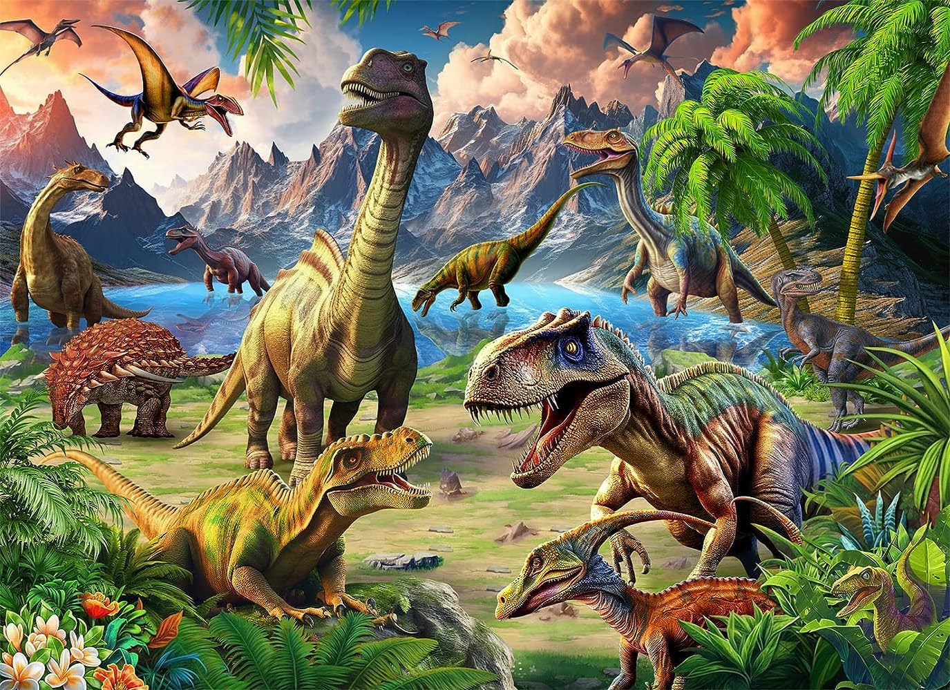 Dinosaur World 100 Piece Puzzle for Kids Ages 5-8 - Children's Learning Educational Toy Gift for Girls 5-10 Years Old (15" X 10")
