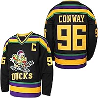Vista 14 de Camiseta de Mighty Ducks #96 Charlie Conway #99 Adam Banks #33 Greg Goldberg #66 Gordon Bombay de la película de hockey blanco verde