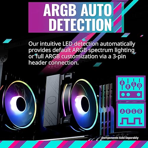 Miniatura 2 de Cooler Master Hyper 212 Halo Black enfriador de aire para CPU, ventilador PWM Halo de 120 mm, ARGB de doble bucle, cubierta superior de aluminio, 4