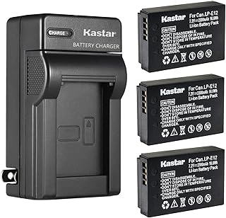 Kastar 3-Pack Battery and AC Wall Charger Replacement for Canon LP-E12 LPE12 Battery, Canon LC-E12 LC-E12E Charger, Canon EOS 100D, EOS M, EOS M2, EOS M10, EOS M100, EOS M200, PowerShot SX70 HS Camera