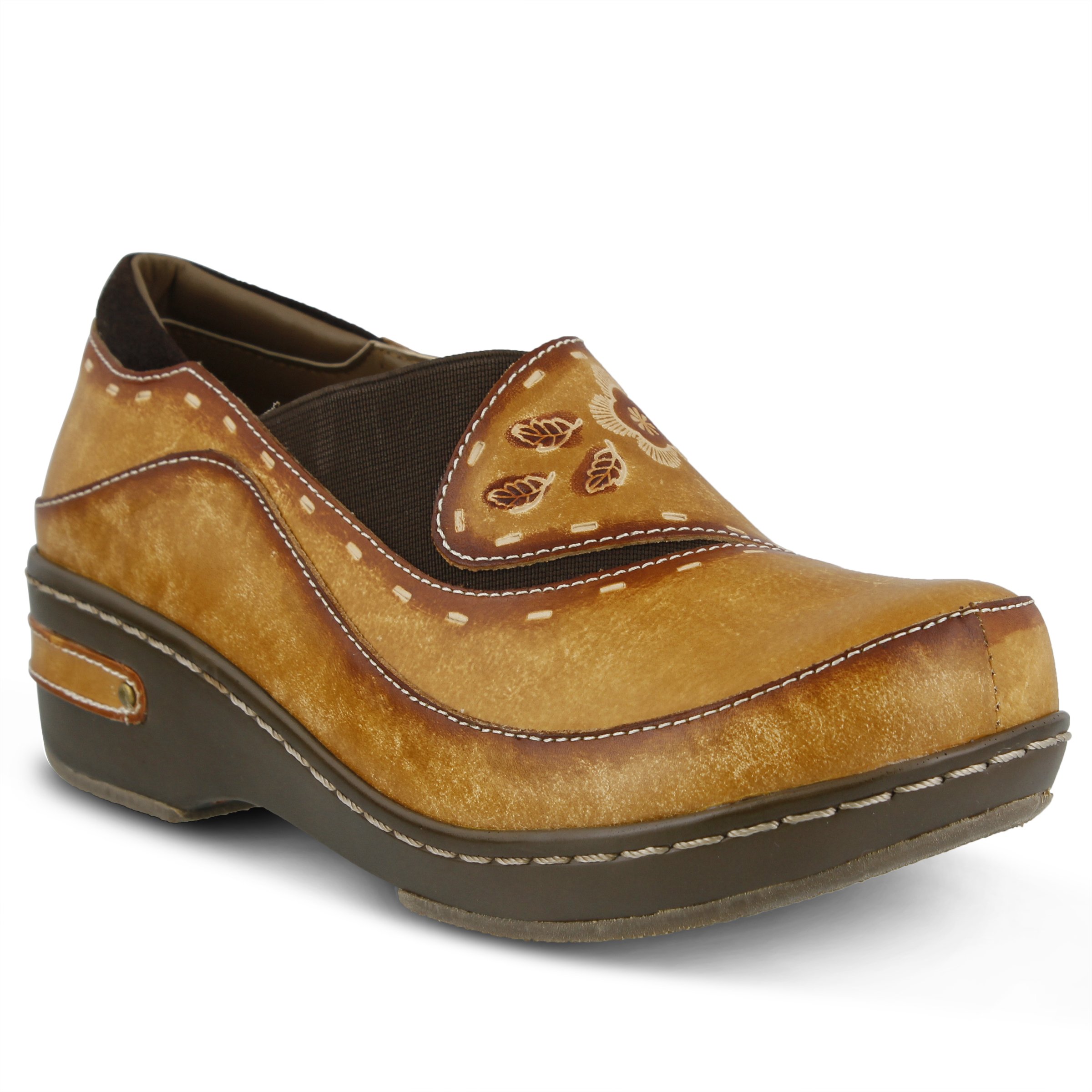 Spring Step L'ArtisteBurbank Leather Clogs for Women | Designer Hand-Painted Slip-On Shoes | Ladies Casual Platform Clog