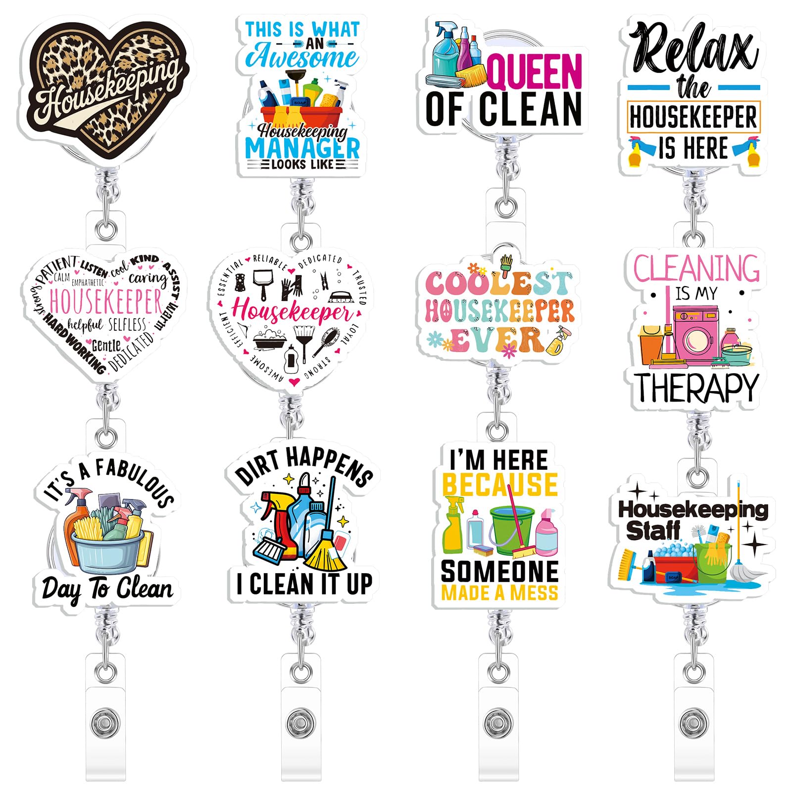 Geyoga 12 Pcs Housekeeping Week Badge Reels Housekeeping Week Gifts Bulk