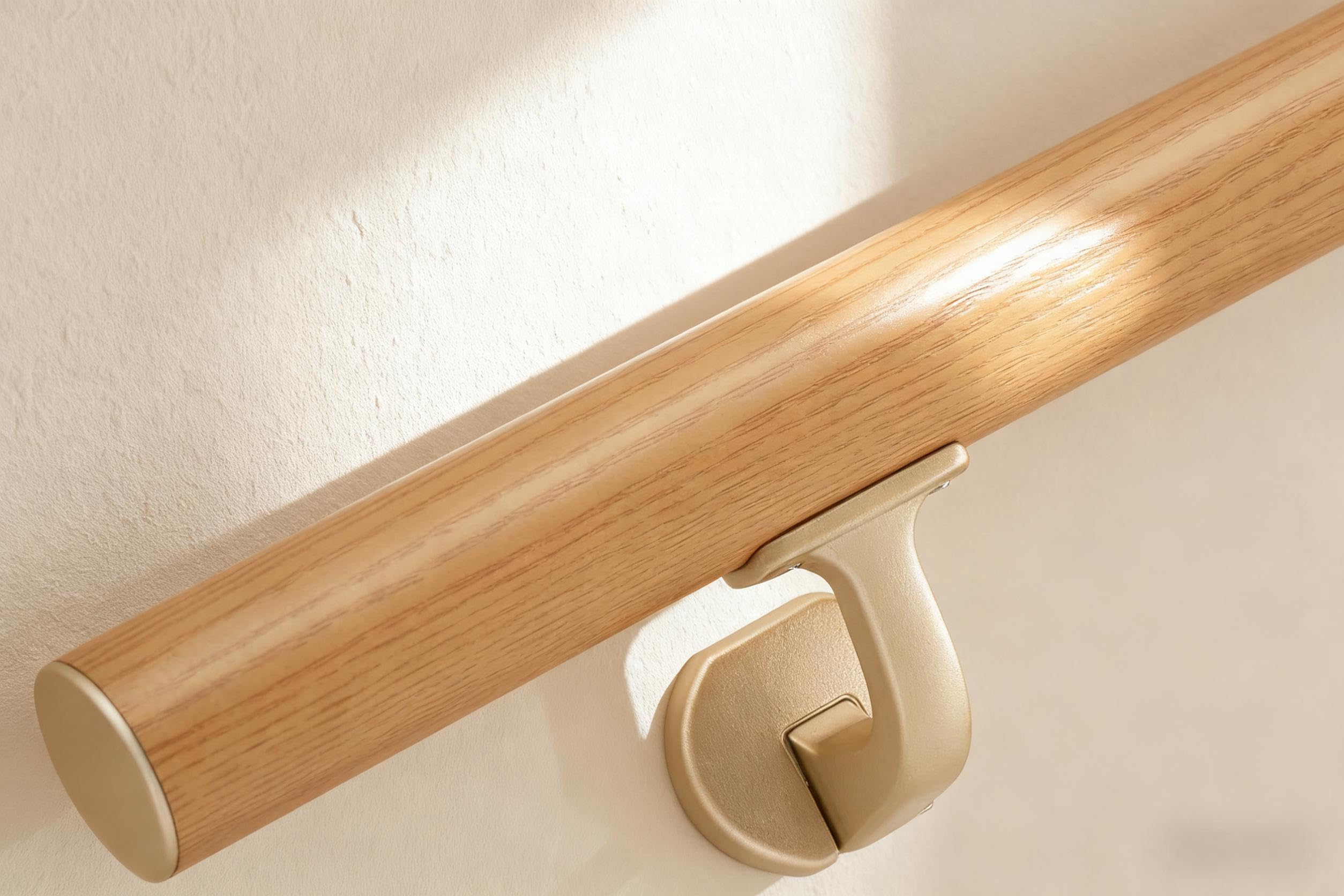 10FT Handrails for Indoor&Outdoor Stairs,Deck,Slope,Modern Aluminum Handrail Set, Wall-Mounted with Zinc-Alloy Brackets?Crafted from Aluminum Alloy (not Solid Wood) Rust-Free (Cherry Wood Grain,10FT)