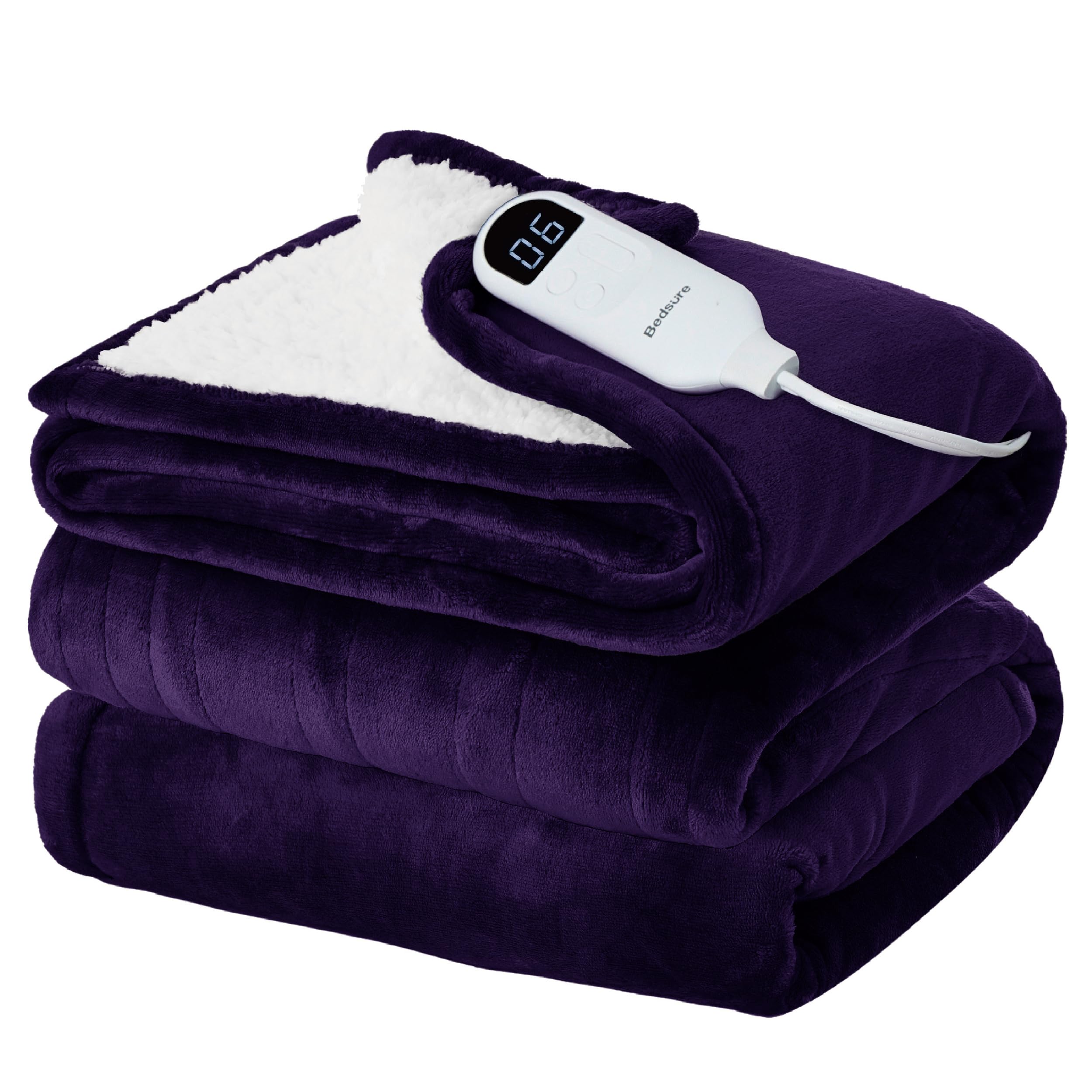Bedsure Electric Blanket Twin - Soft Flannel Heated Blanket Twin Size, GentleSoft Fast Heating with 10 Time Settings &amp; 6 Heat Settings, Warm Gift for Grandma (62x84 inches, Purple)