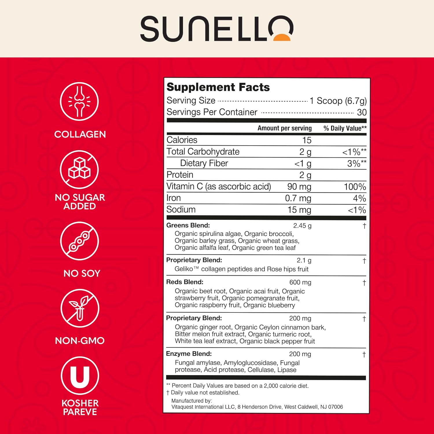 Super Greens Powder – Flex Ease NanaBerry – Kosher - Sugar Free- Greens Superfood Powder with Collagen Peptides, Turmeric & Hyaluronic Acid for Joint Mobility & Comfort – 30 Servings