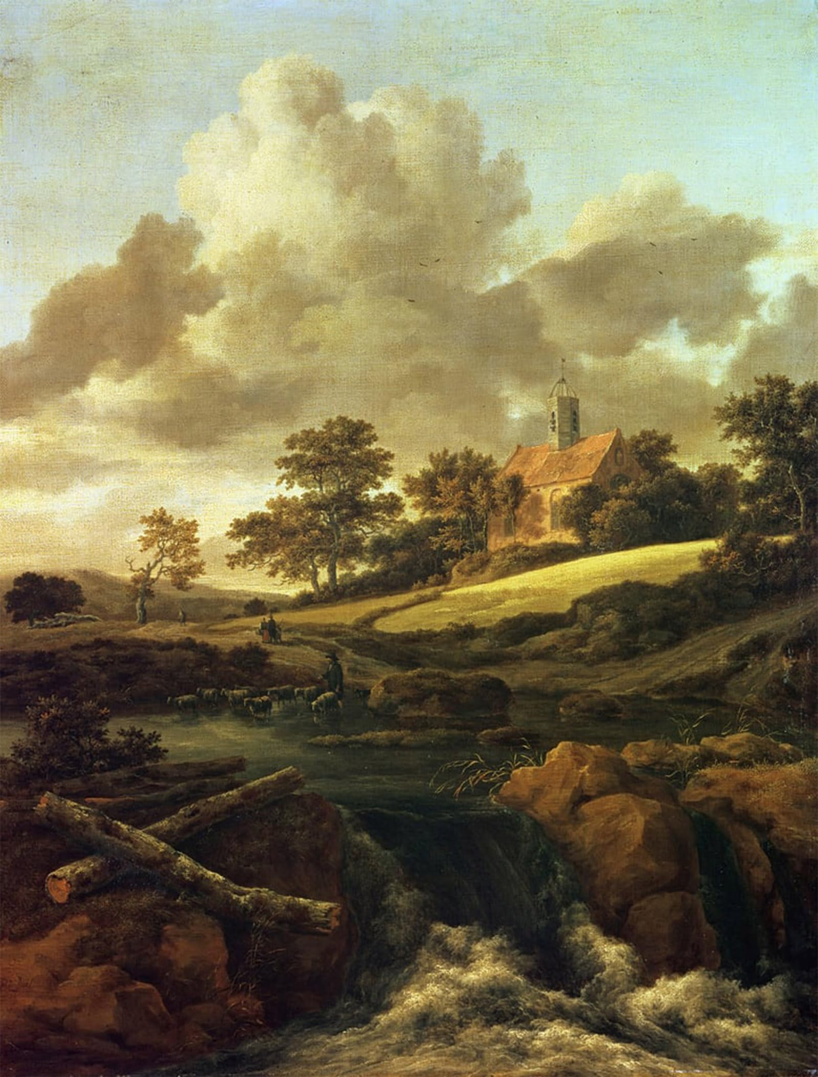 POSTERIIk Vintage Print Pop Art Landscape Artwork Landscape with a Stream by Jacob Van Ruisdael Art Prints for Office Home Decor 60x90cm