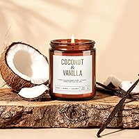 Vista 4 de Velas de vainilla de coco – Velas de soja natural de 9 onzas para el hogar, cera de soja de larga duración, juego de velas de aromaterapia