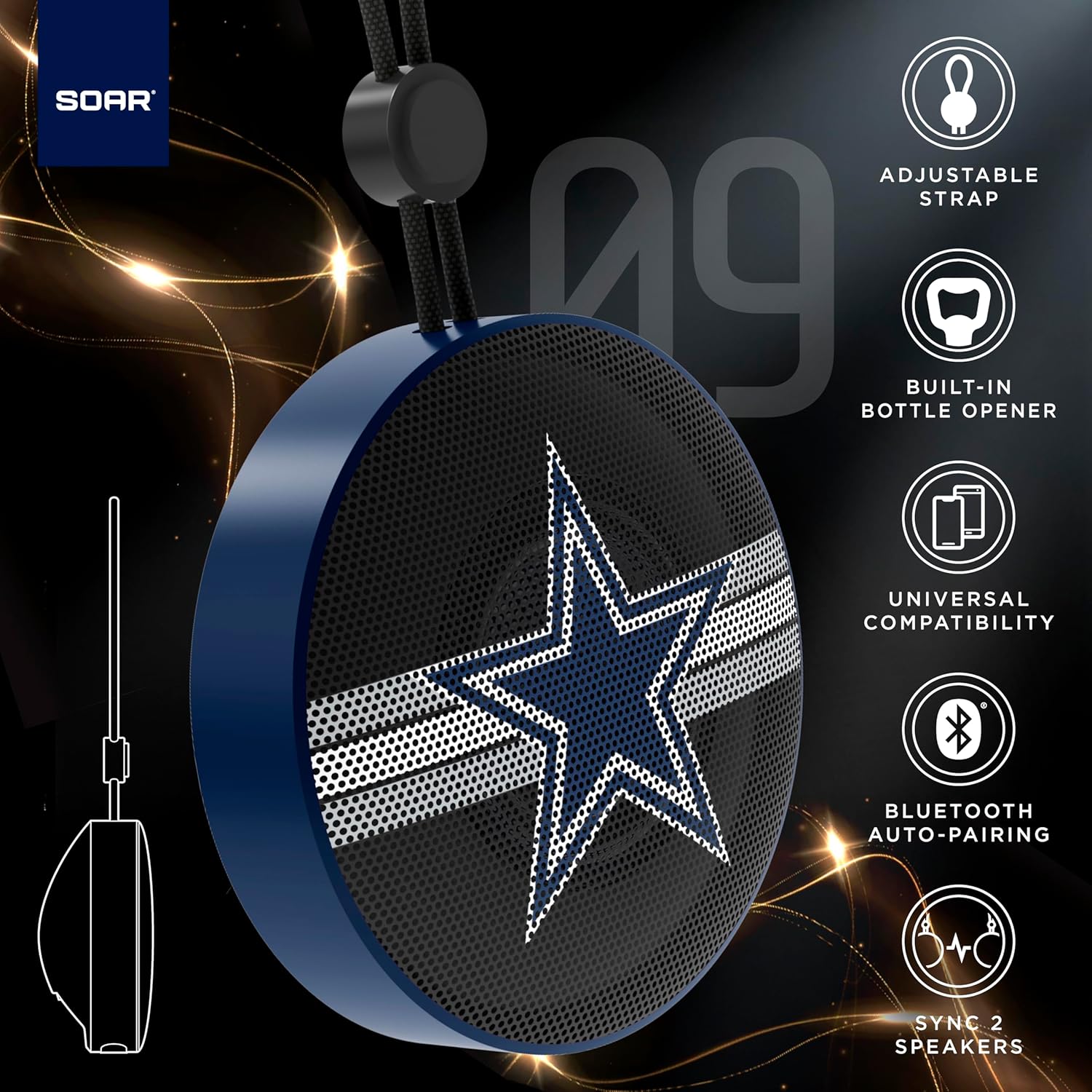 Close-up of the SOAR Wireless Speaker's charging port.