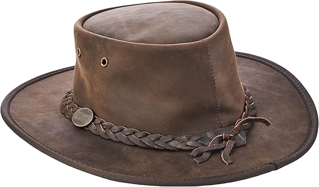 Barmah Unisex's Brown bronco hat-bovine leather-t.l, Large